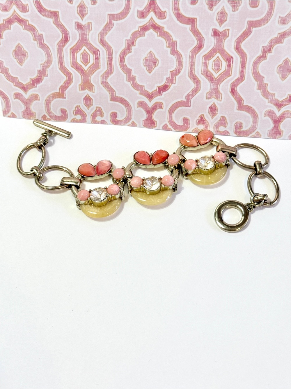 Lee Angel for NEIMAN MARCUS Pink Capri Rhinestone Statement Bracelet | NIB